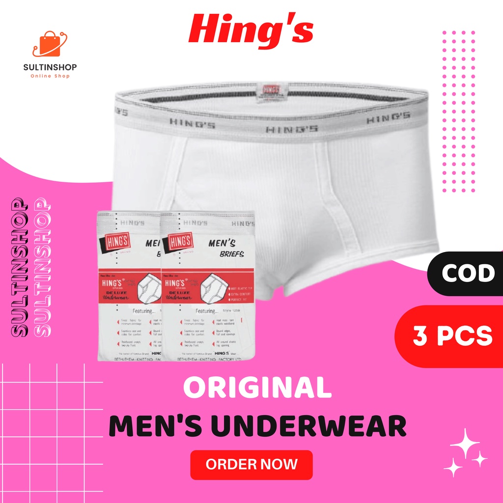 Celana Dalam Hings Isi 3 Pcs 125 B Classic Putih Pria Dewasa Sempak Bokser Laki laki Dewasa Selempak
