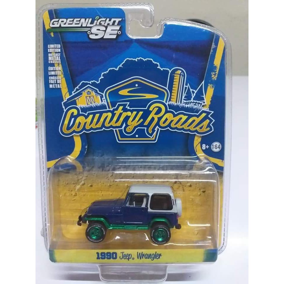 GREENLIGHT GREEN MACHINE 1990 JEEP WRANGLER COUNTRY ROADS BIRU