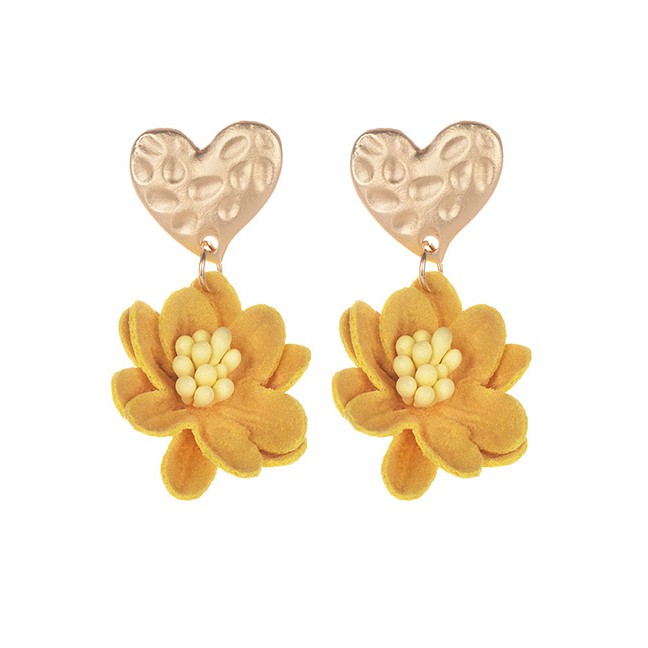 LRC Anting Tusuk Fashion Alloy Love Flannel Flower Earrings F332XX