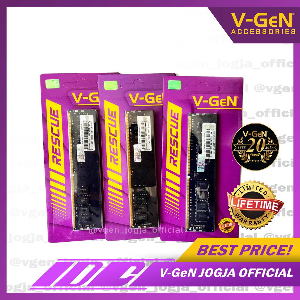 RAM V-GeN RESCUE LONG-DIMM DDR4 PC 2666 4GB - 16 GB GARANSI RESMI