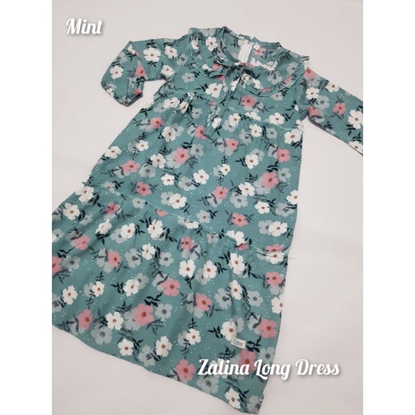 Zalina Long Dress Gamis Panjang Anak Cantik Bahan Rayon Viscose Premium Adem Jatuh Nyerap Keringat Nyaman Untuk Anak