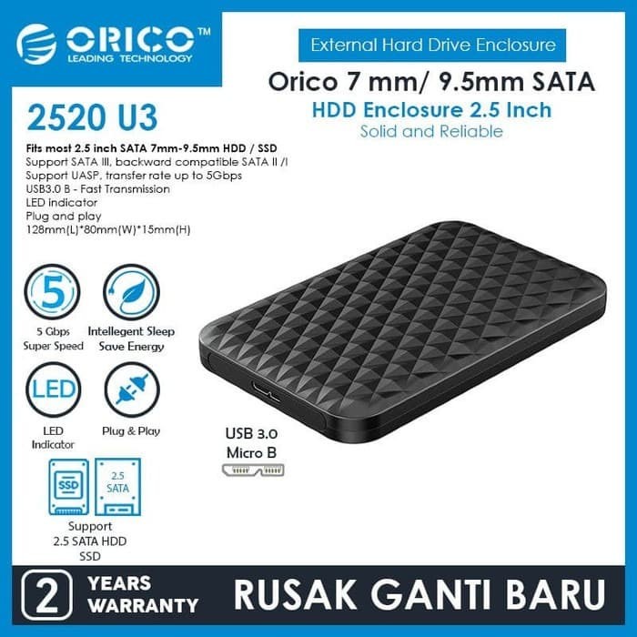 ORICO HDD SSD Enclosure 2.5 Inch USB 3.0 - 2520U3