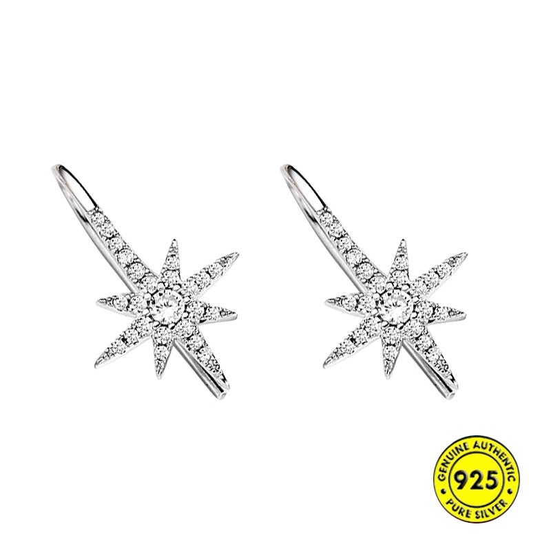 Anting S925 Silver Delapan Titik Bintang Gaya Korea Untuk Wanita