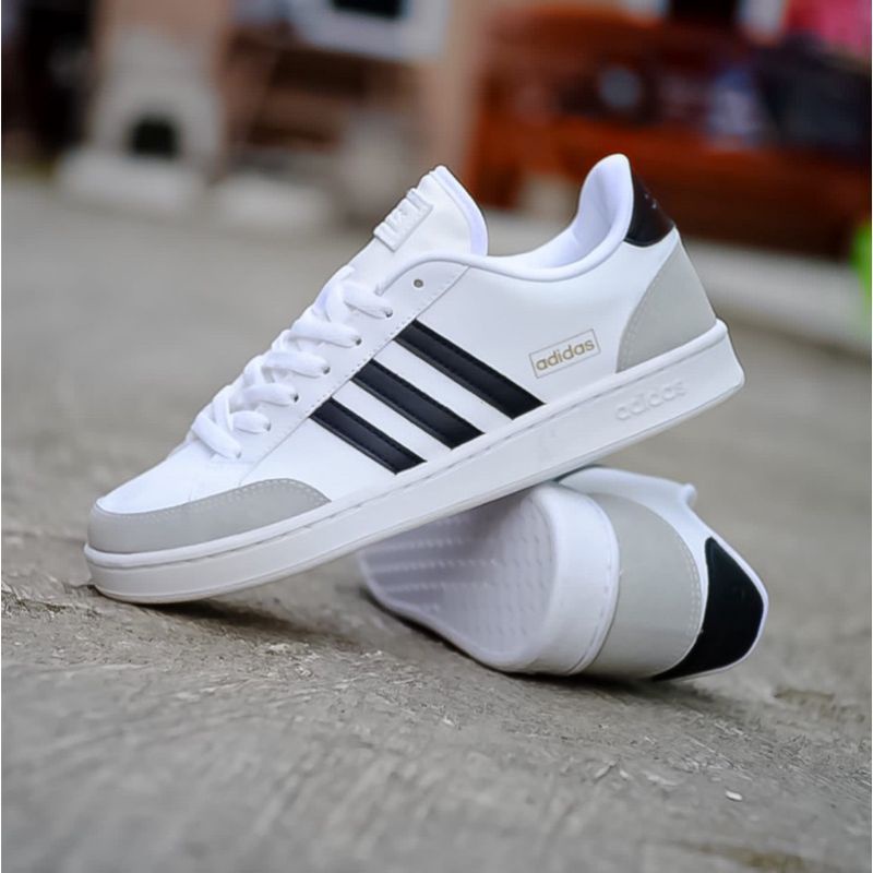 Sepatu Ads Grand Court SE White Black Original OEM Sneakers Pria