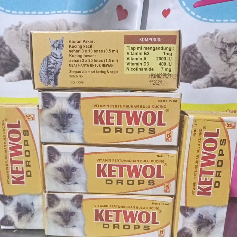 KETWOL DROPS 15ML VITAMIN PERTUMBUHAN BULU KUCING