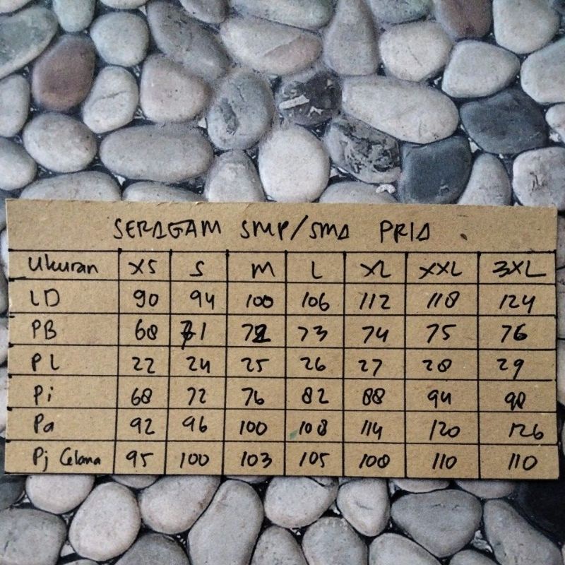 Pola Baju Instan Stelan Seragam SMP atau SMA Pria Tersedia XS sampai 3XL Tinggal Jiplak Cocok Untuk Latihan Jahit Bagi Pemula Firdaus Busana-2