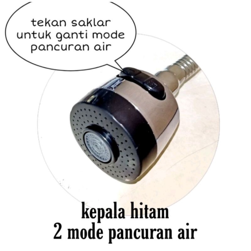 Kran Tembok Angsa Flexible Hitam Minimalis - Keran Sink Flexible Rubber on/off Cuci Piring Black