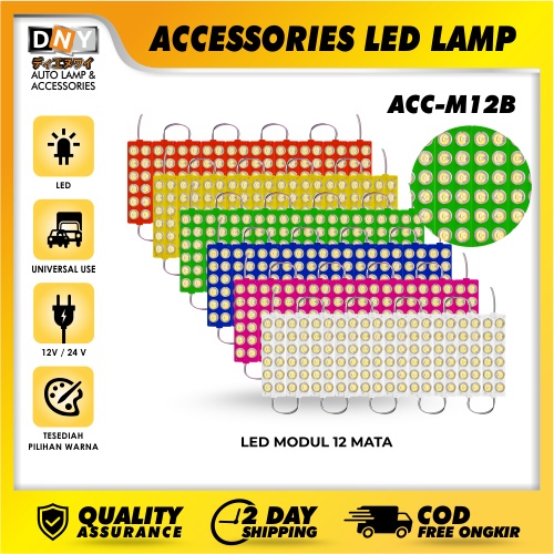 LAMPU LED MODUL 12 MATA ( 6 x 2 ) 12 V / 24 V SUPER TERANG / LAMPU LED