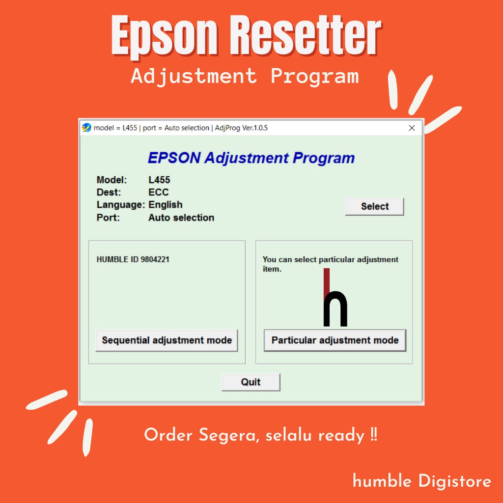 

Epson L455 Program Resetter / Waste Ink Pad Counter Reset