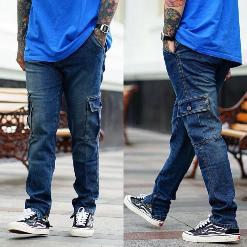 CELANA CARGO JEANS ORIGINAL PRIA TERBAIK/JEANS CARGO PANJANG