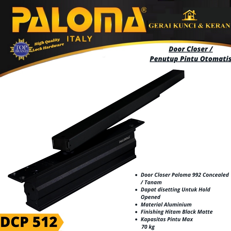 DOOR CLOSER PALOMA 992 CONCEALED DCP 512 PENUTUP PINTU OTOMATIS HITAM BLACK MATTE