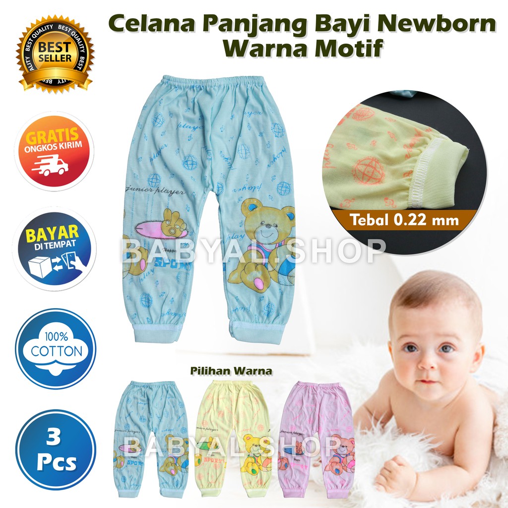 Harga 3 Pcs Celana Panjang Bayi Newborn 100% Bahan Cotton (CPANB)