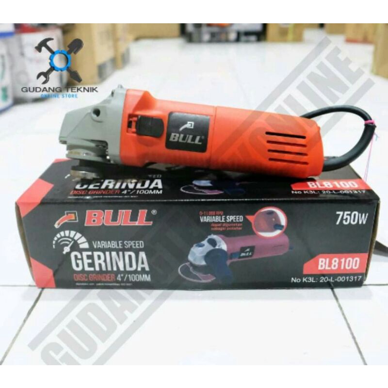 Bull BL 8100 / Mesin Gerinda Tangan 4" Bull BL8100 VS Variable Speed - Angle Grinder murah