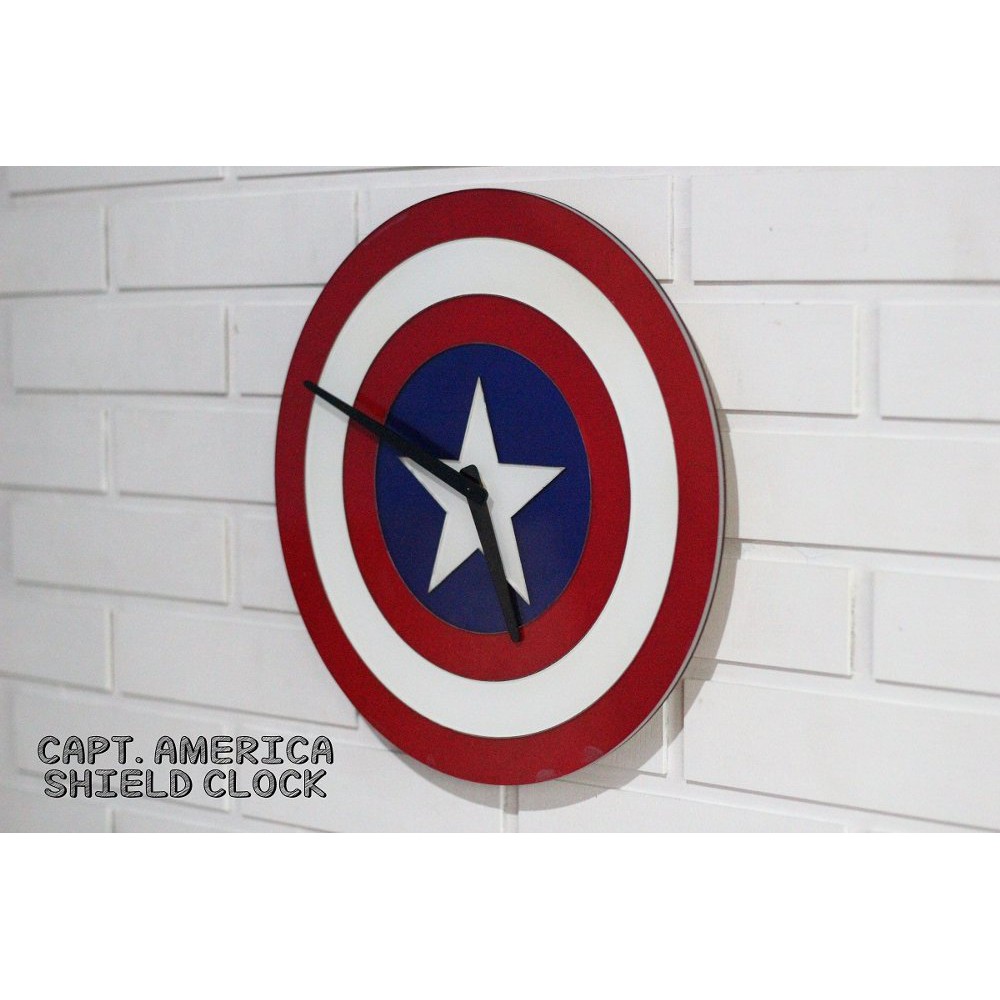 JAM DINDING KARAKTER UNIK TAMENG CAPTAIN AMERIKA BESAR ARTISTIK KAYU 3D VINTAGE Kevinart