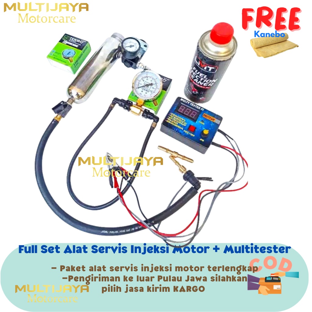 BERGARANSI Full Set Alat Servis Motor Injeksi Terlengkap + Multitester + Cairan LMT