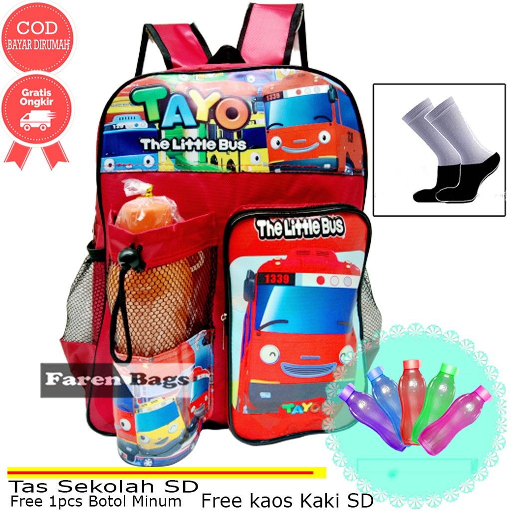  Tas  Sekolah  Anak  TK SD Free Botol Minum Kaos Kaki Tas  