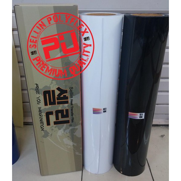 Terbaru   Polyflex Korea Sellin PU - Putih & Hitam - Meteran