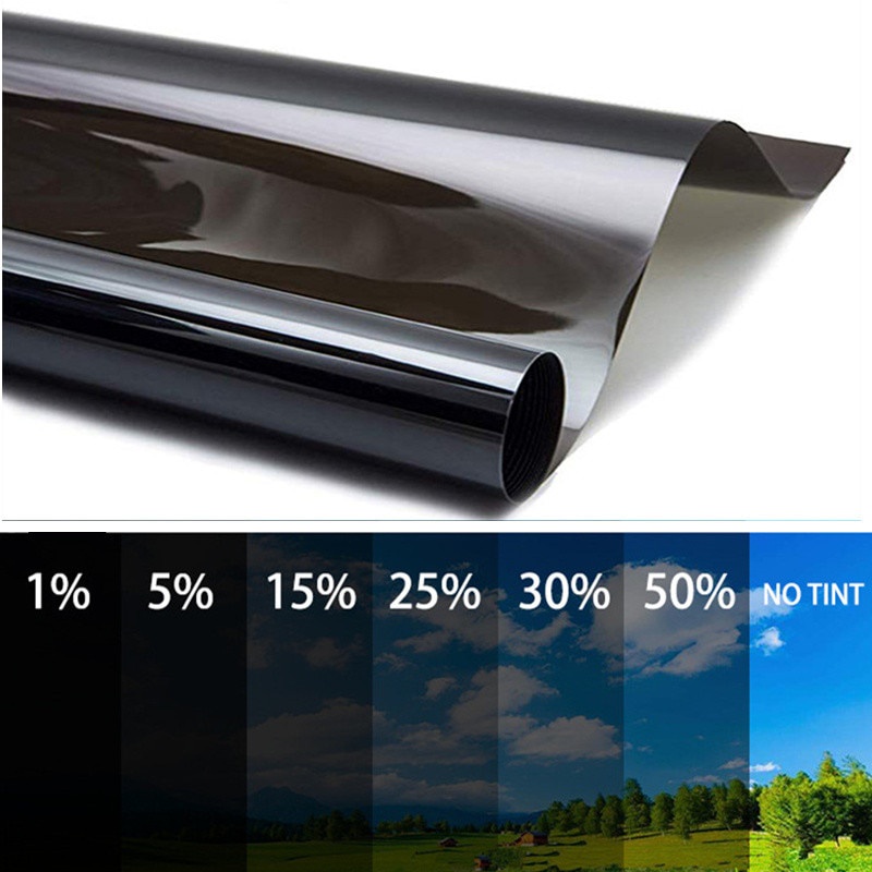 1roll Black Window Car Tint UV Proof Anti Gores 100x50cm Black VLT Auto Car Jendela Rumah Kaca Gedung Tint Film Musim Panas Matahari Perlindungan UV Vinyl Stiker Gores