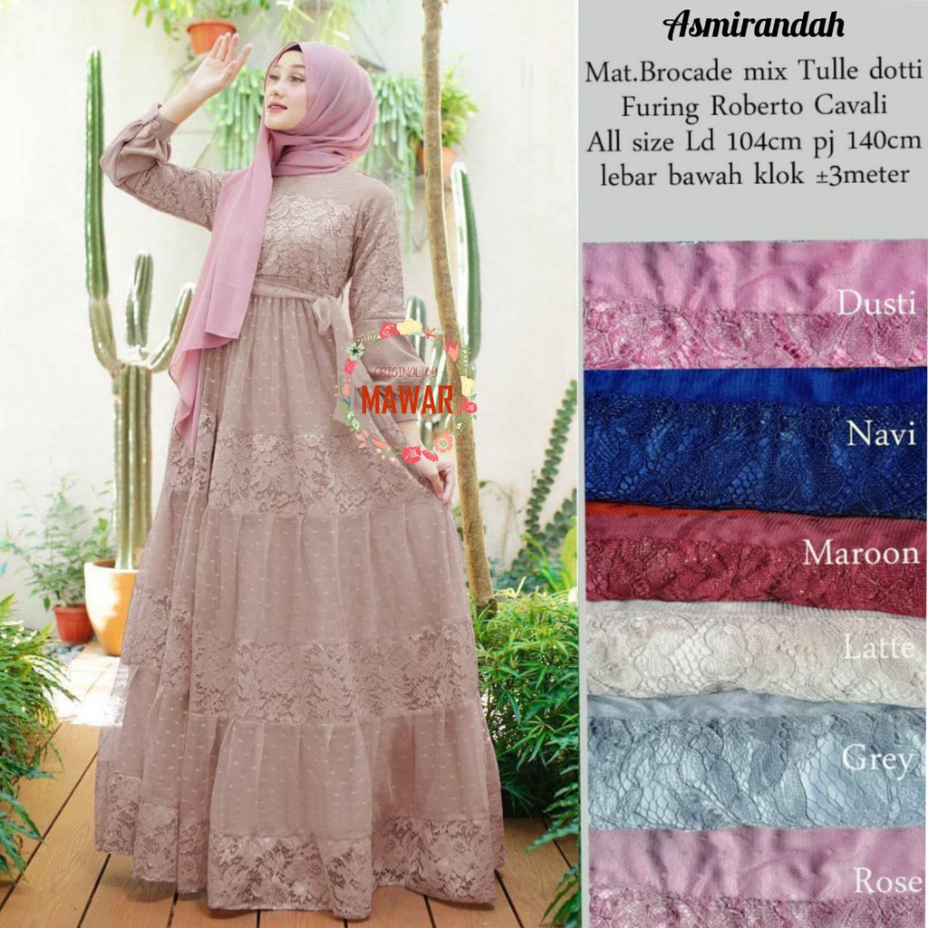 DRESS BROKAT TILE MUTIARA ASMIRANDAH - BAJU GAMIS MUSLIM - GAYATRI