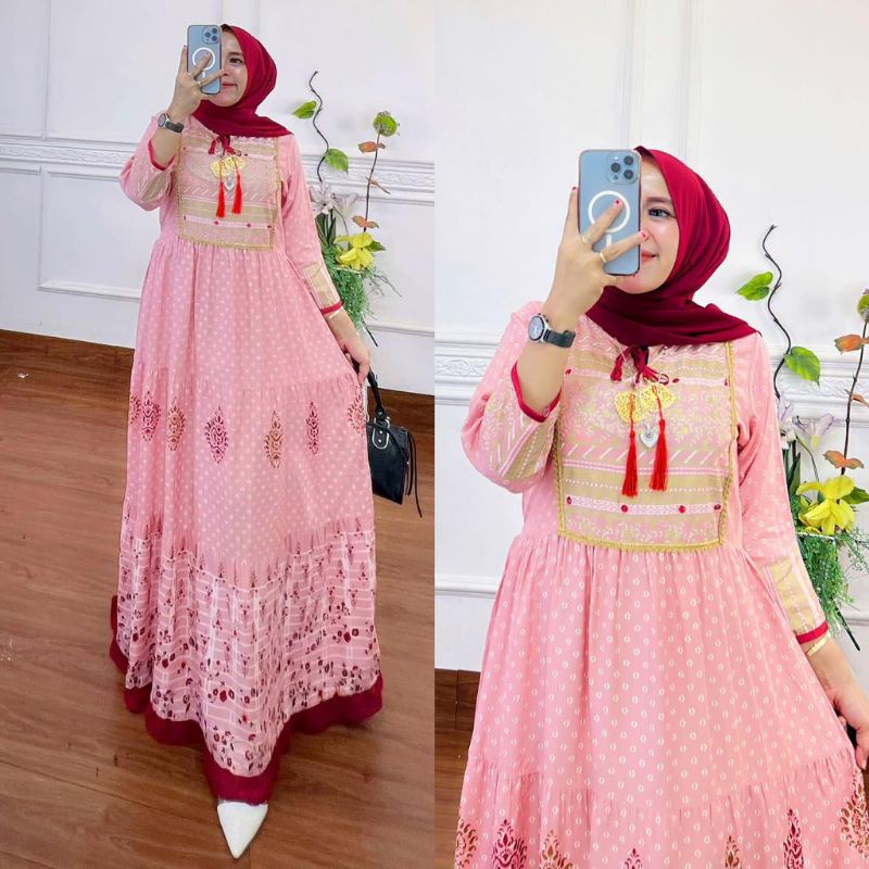 Gamis Hindi Nilam Putih dan Pink gamis india