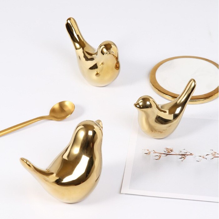 Triple W Pajangan Hiasan Meja Burung Emas Golden Bird Ornament Premium