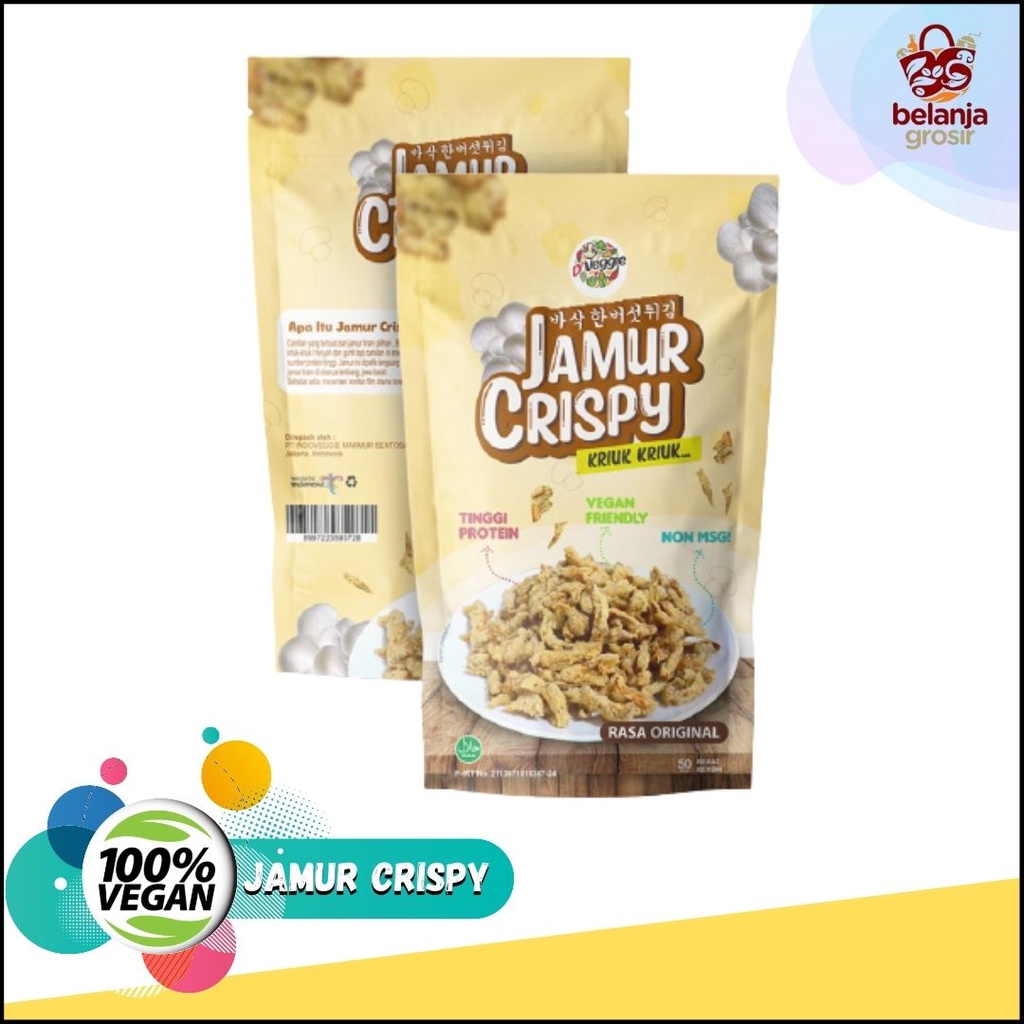 

Kriuk Snack Keripik Jamur crispy Dveggie Rasa Original 50gr Krispi