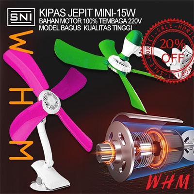 MURAH 15W 20W 25W 30W Mini Fan KIPAS JEPIT MINI/ KIPAS JEPIT DINDING MEJA 4 BALING-BALING Bahan Moto