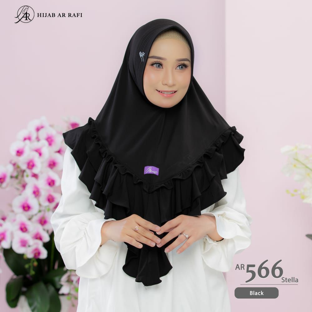 Hijab Instan Arrafi Terbaru AR 566 Ped Antem Bahan Jersey Stella