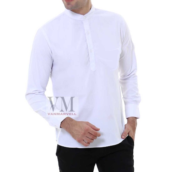 ღg.R.A.B.It.F.A.S.Tღ Mokokomo - Kemeja Koko Pria Khabib Panjang FA715 Vm Muslim Putih- Putih Slimfit