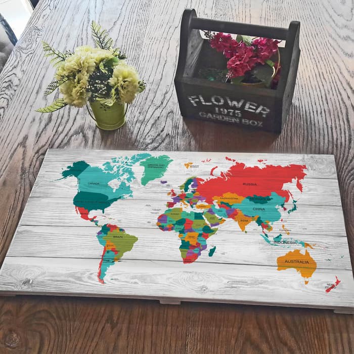 Hiasan Dinding Poster Kayu Solid Map Wood Texture Expose&hd1454