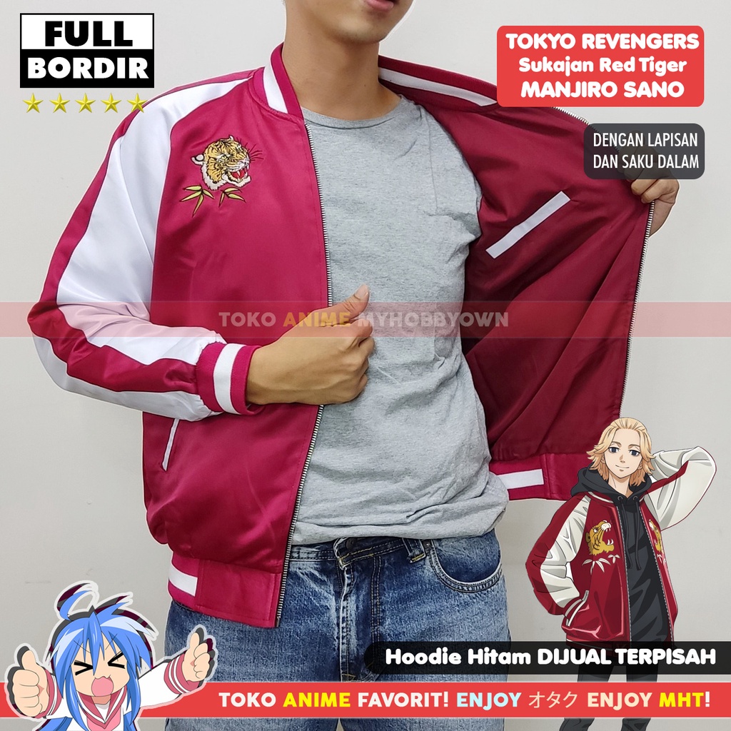 Jaket Tokyo Revengers Bomber Sukajan Anime Sano Manjiro Mikey Tiger Macan Harimau