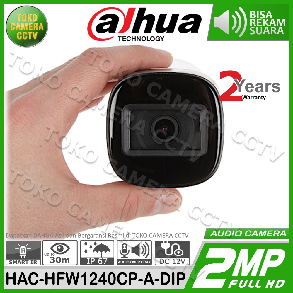 KAMERA OUTDOOR 2MP AUDIO DAHUA HAC-HFW1240CP-A-DIP BUILD IN MIC