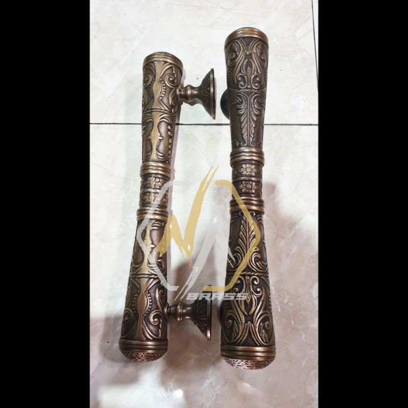 Handle Pintu Rumah / Gagang Pintu Rumah Kuningan Godo Ukir