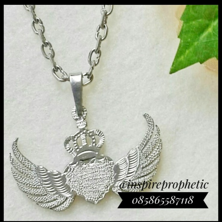 Kalung Sayap Cinta Embos Aksesoris Hadiah Gift Souvenir Kado Fashion Wanita Cewek Profetik Prophetic