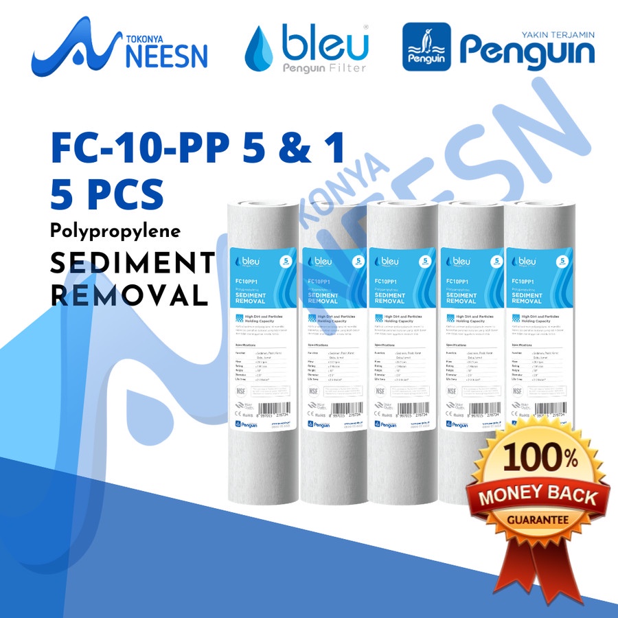 1 PAKET ISI 5 BIJI - ISI FILTER AIR Cartridge filter 10 " PP / PENJERNIH AIR FILTER AIR CARTRID AIR 