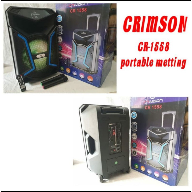 speaker metting wireles CRIMSON CR 1558 15inch dua mic pegang pegang original