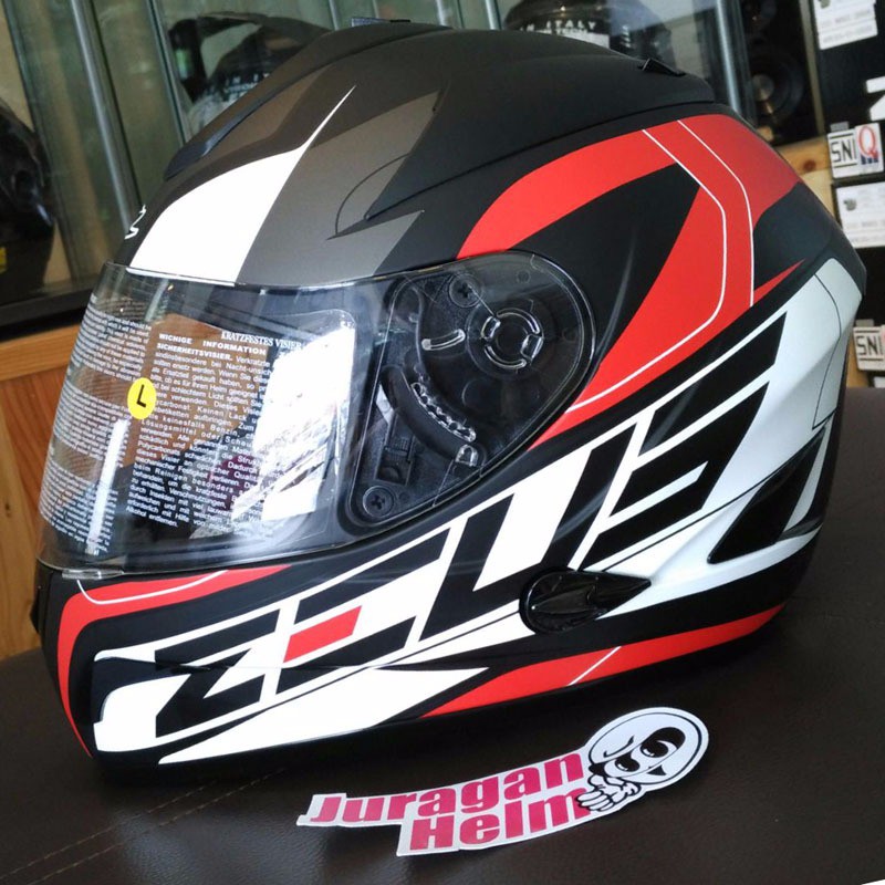 Helm Zeus Z806 ii31 Matt Black/Red (Doff) ukuran M, L, XL