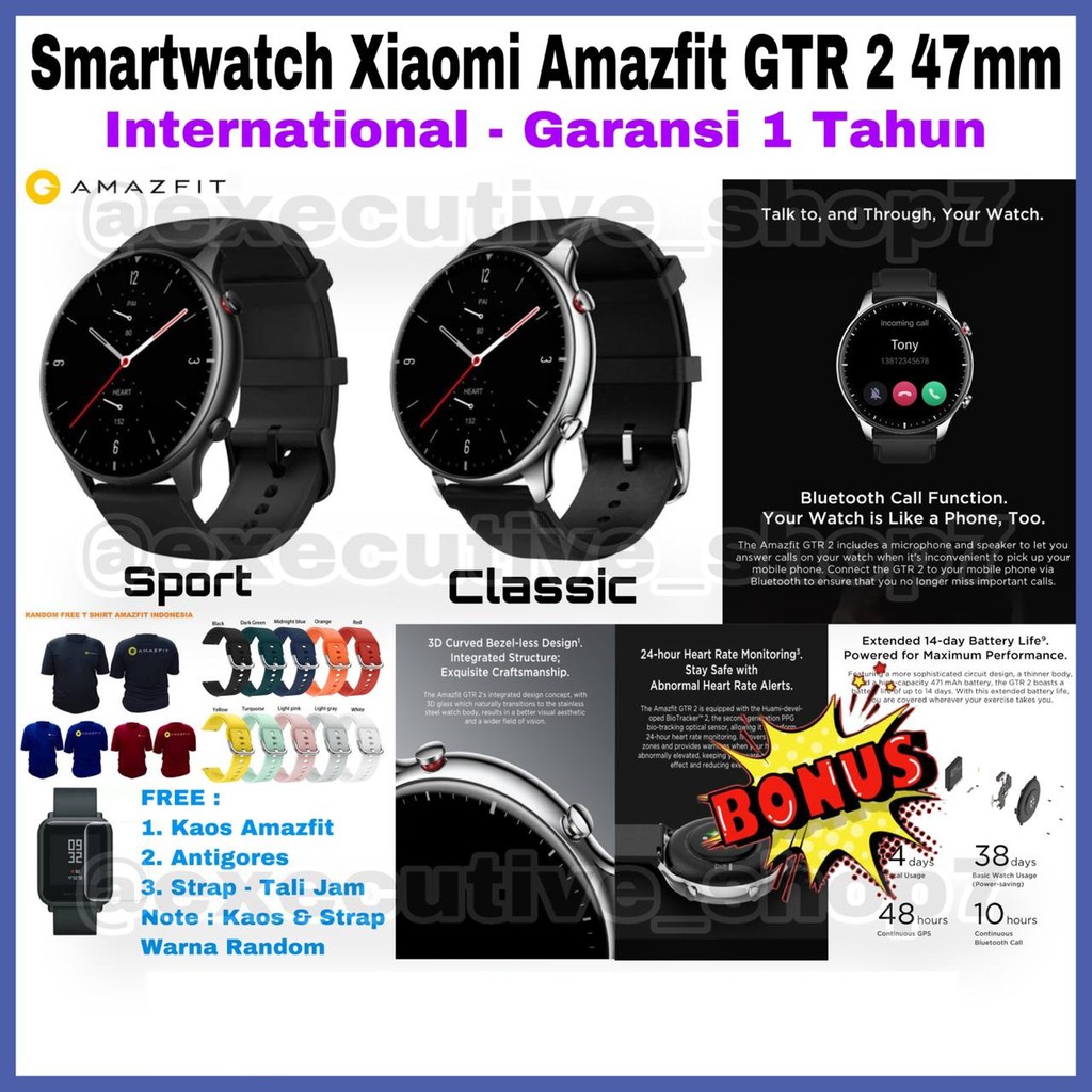 Smartwatch Amazfit GTR2 GTR 2 47mm - International Garansi 1 th