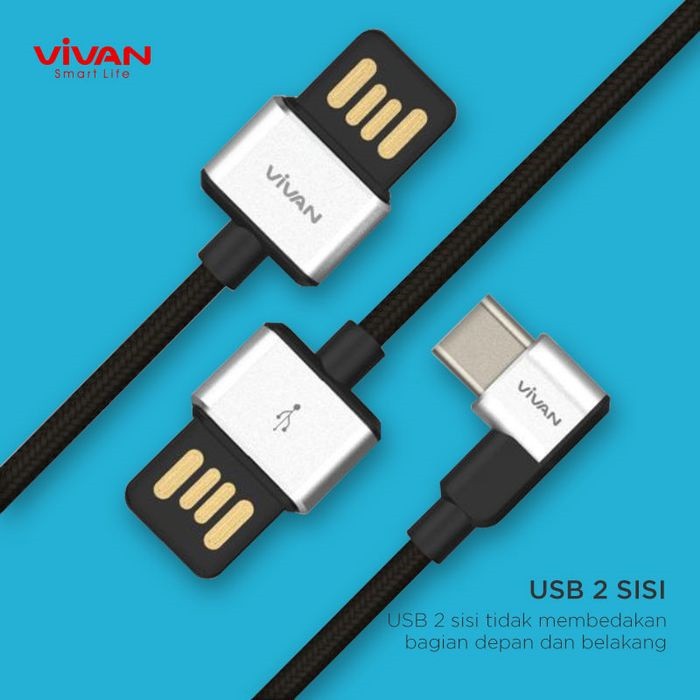 Kabel Data Vivan BWC100 USB-C 3A Android 1M Original Type C Cable Data - Garansi Resmi 1 Tahun