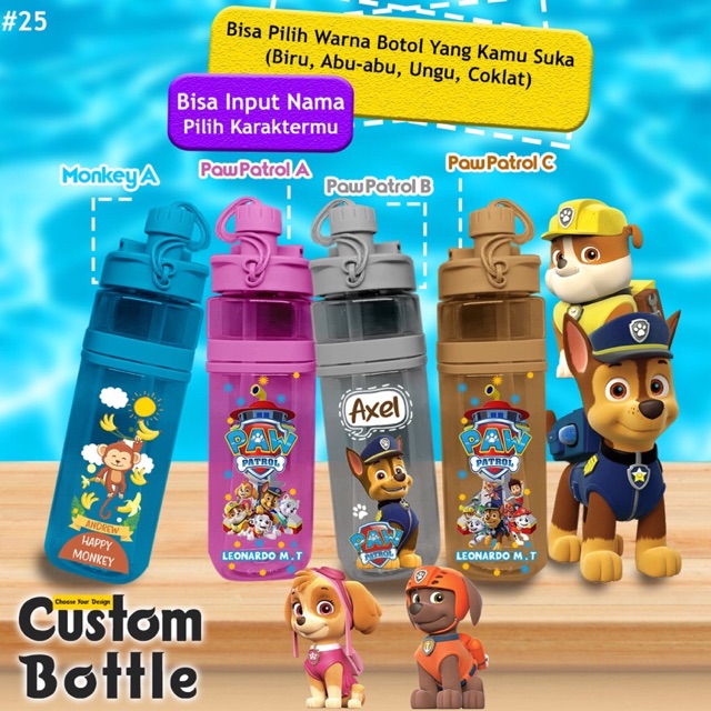 Banting Harga Taurielstore.id Botol Minum Custom Paw Patrol/monkey/minnie Mouse/mickey Mouse/my Little Pony/flower ONXXB1UlNO1MA