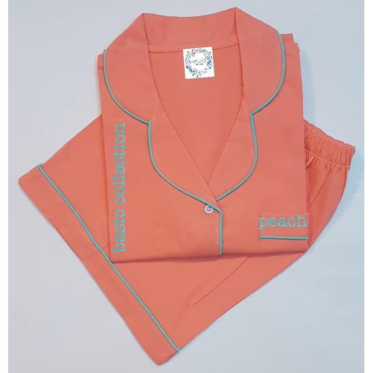 Baju Tidur Wanita baju tidur wanita setelan kaos lengan pendek /cln seksi Peach Murah
