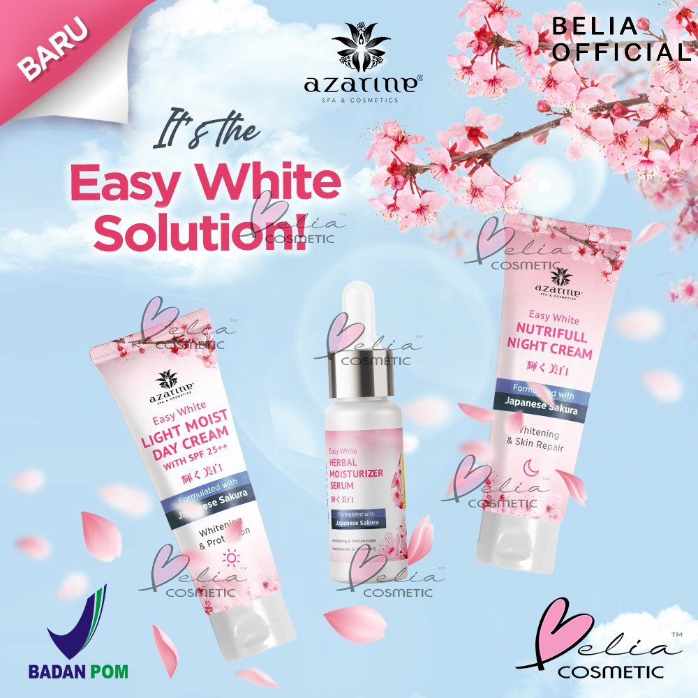 ❤ BELIA ❤ AZARINE Active Bright Series | Brightening Day &amp; Night Moisturiser 20gr | Creamy Facial Foam 50gr | Radiant Luminous | Retinol Smooth Glowing | Hydramax Water Bank Serum 20ml | Easy White Series Sakura BPOM