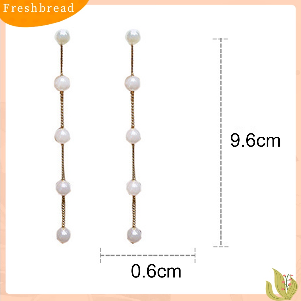 Terlaris 1 Pair Ladies Earrings Attractive Faux Pearl Earrings Charming Long Dangle Earrings for Daily Life