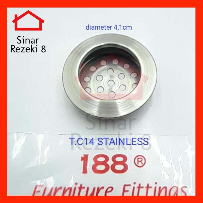 Tarikan Laci C14 Stainless Pintu Lemari Bulat Handle Klasik Tanam