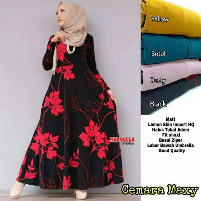Gamis jersey motif bunga