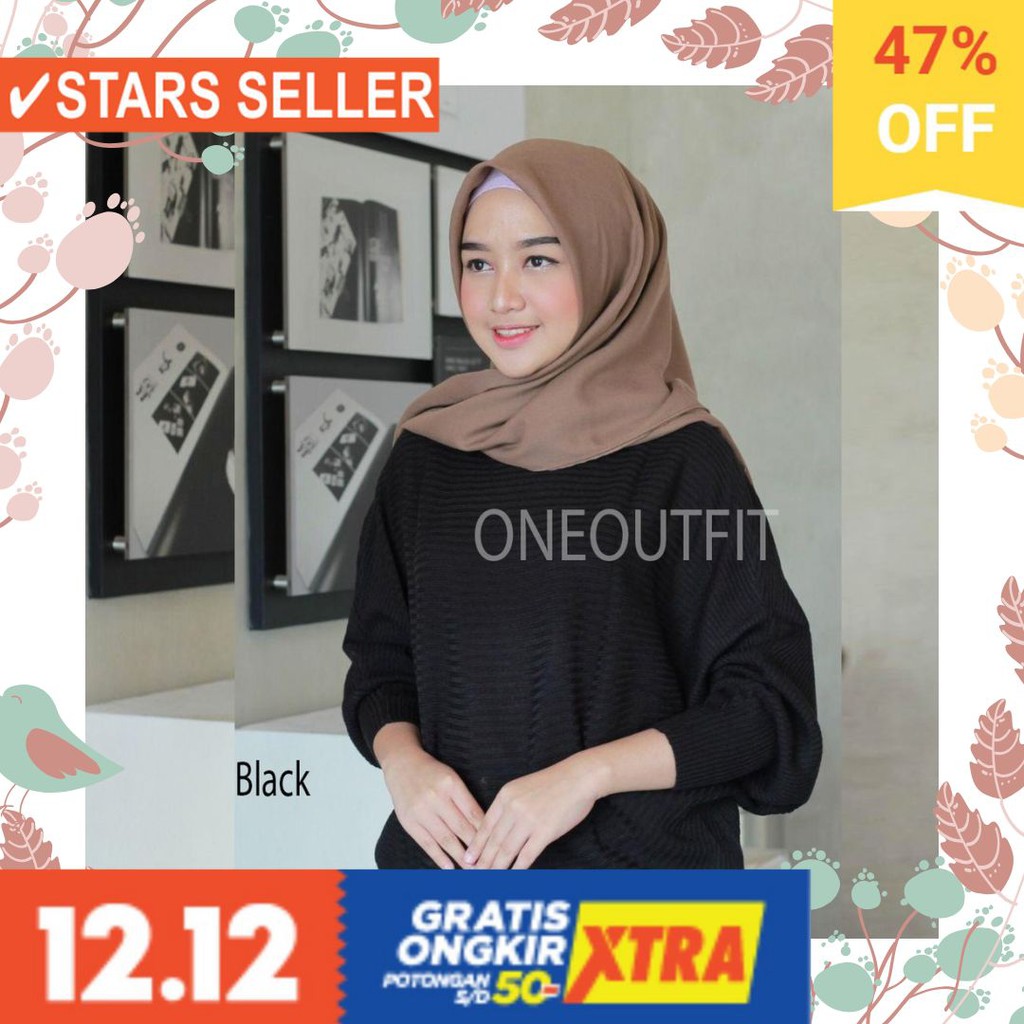 ATASAN RAJUT V NECK PANJANG IMPORT WANITA / Baju Rajut Wanita Fashion Qanita Jumbo Bata,