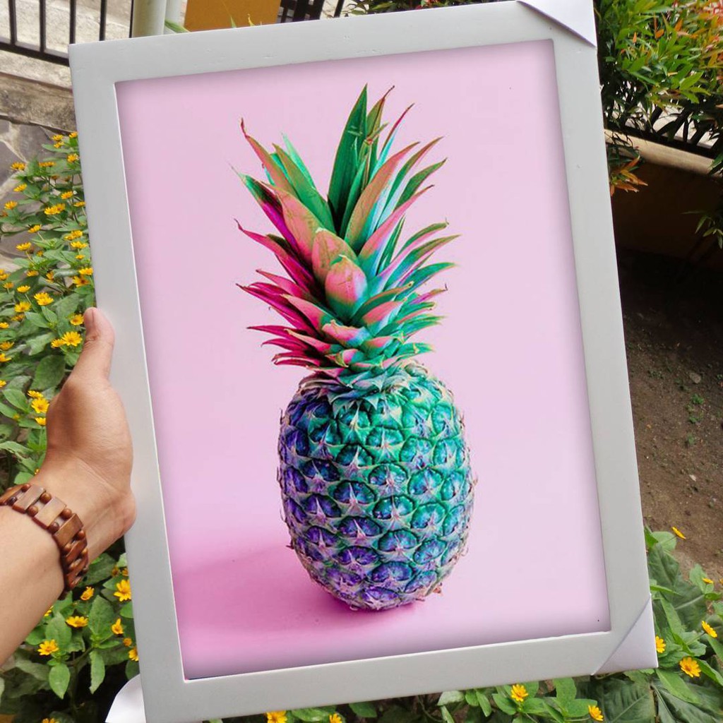 Hiasan Dinding Nanas Tosca Background Pink Ukuran 37x48 Cm Shopee Indonesia