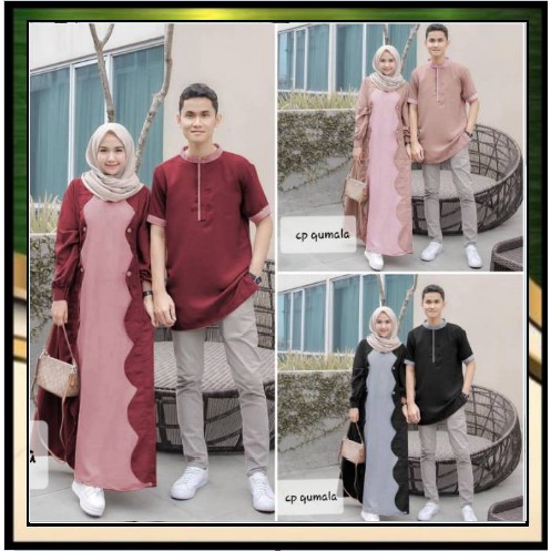 Wanoja Baju Couple Sarimbit Pasangan Zadil Set Gamis Koko Muslim Pria Wanita Keluarga Suami Istri