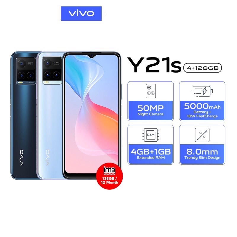 Vivo Y21s [4GB+128GB] MediaTek Helio G80 - 50MP Triple Camera - 5.51&quot; IPS LCD - 5000mAh Garansi Resmi Vivo 1 Tahun