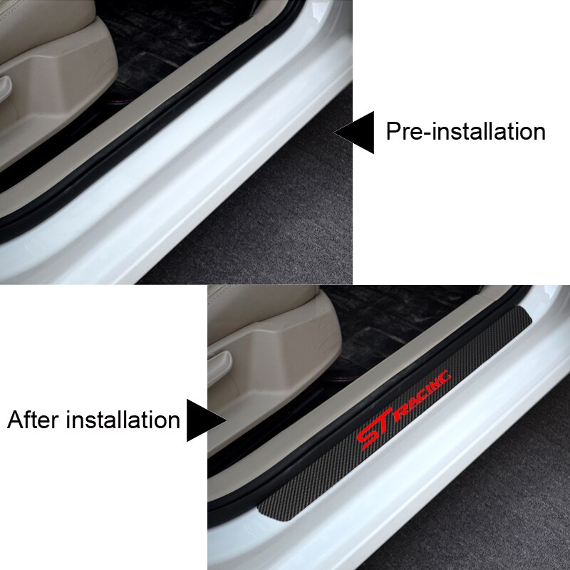 4 Pcs Serat Karbon Mobil Pintu Sill Protector Stiker untuk Daihatsu Otomotif Pemuda Ayla Ceria Berkelas Taft